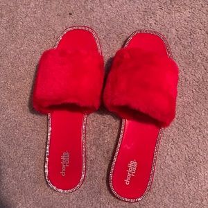 Super cute red furry slides